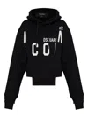 Dsquared2 Asymmetric Hem Cropped Hoodie Drawstring In Black