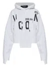 Dsquared2 Asymmetric Hem Cropped Hoodie Drawstring In White