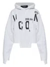 Dsquared2 Asymmetric Hem Cropped Hoodie Drawstring In White