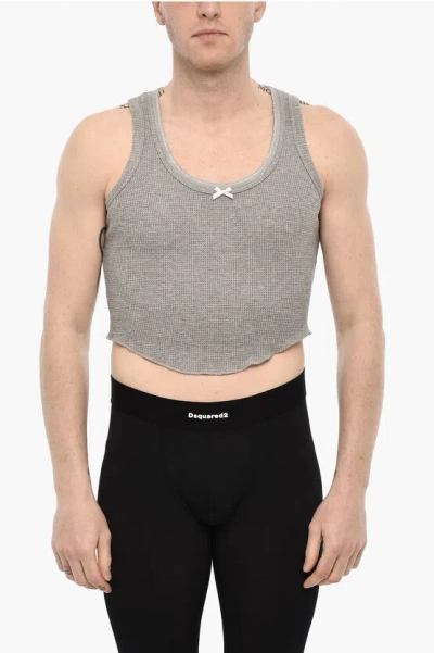 Dsquared2 Cotton Cropped Underwear Top With Bow