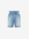 Dsquared2 Blue Jeans With Five-pocket Design And Logo Patch On The Back In Denim Man In Denim Dark Blue