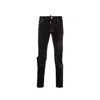 Dsquared2 Slim-fit Black Denim Jeans With Distressed Details In Blue