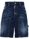 Dsquared2 Carpenter-style Blue Denim Shorts With Vintage Finish In Blue