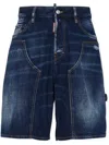 Dsquared2 Carpenter-style Blue Denim Shorts With Vintage Finish In Blue