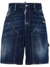 Dsquared2 Carpenter-style Blue Denim Shorts With Vintage Finish In Blue