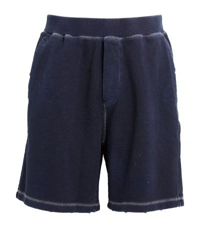 Dsquared2 Cotton Distressed Shorts In Navy