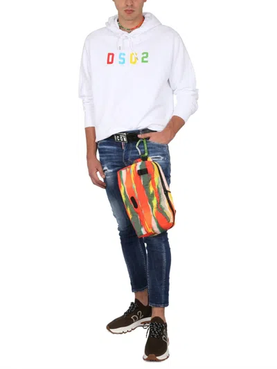 Dsquared2 Cotton Drawstring Hood Sweatshirt In White