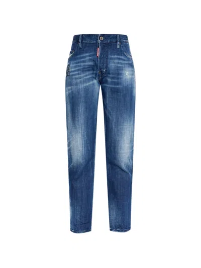 Dsquared2 Cotton Elastan Navy Blue 5 Pockets Pants