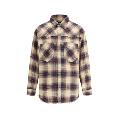 Dsquared2 Men Cotton Farmer Shirt In Brown