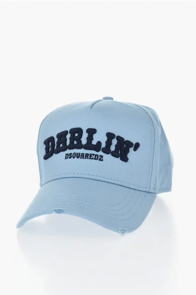 Dsquared2 Cotton Gabardine Baseball Cap Souvenir From Canada With Rais In Black