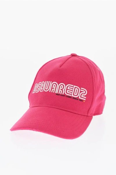 Dsquared2 Cotton Gabardine Baseball Cap With Logo In Pink