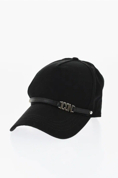 Dsquared2 Cotton Gabardine Baseball Hat Icon With Metal Detail In Black