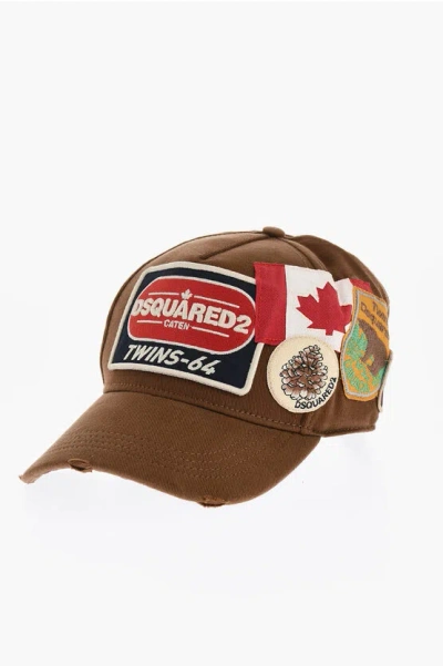 Dsquared2 Cotton Gabardine Canadian Heritage Cap With Patches