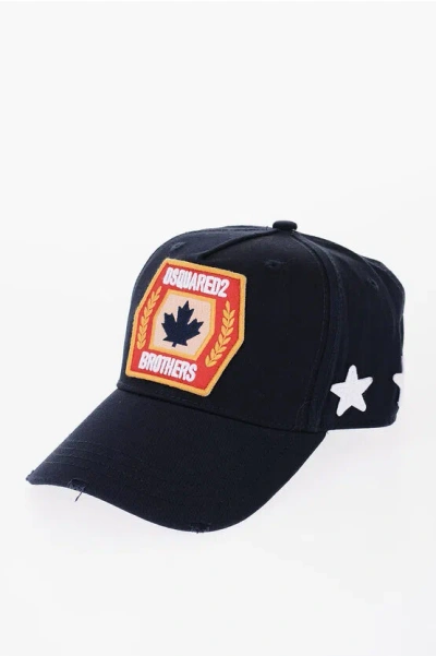 Dsquared2 Cotton-gabardine Cap With Patches In Black