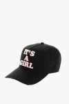 Dsquared2 Cotton Gabardine It's A Girl Baseball Cap With Embossed Embr In Black