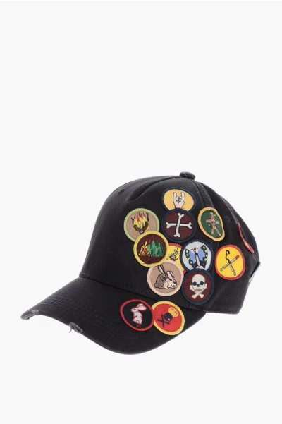 Dsquared2 Cotton Gabardine Scout Disquared Cap With Contrasting Patche
