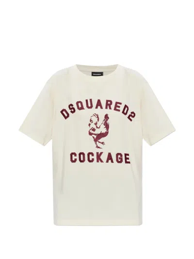Dsquared2 Cotton Graphic T-shirt In Neutral