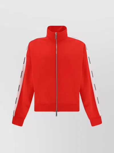 Dsquared2 Cotton High Neck Sweatshirt Monochrome Design In Red