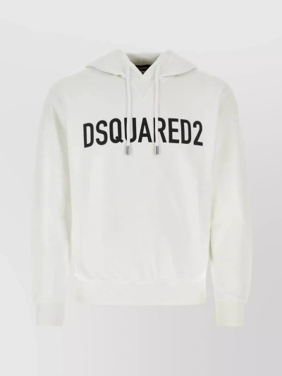 Dsquared2 Cotton Hooded Loose-fit Pullover With Kangaroo Pocket In Cream