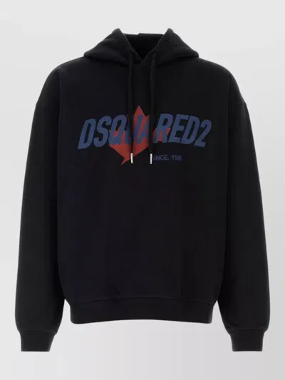 Dsquared2 Cotton Hooded Sweatshirt Drawstring Hood In Blue
