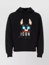 Dsquared2 Cotton Hooded Sweatshirt With Graphic Print In Black