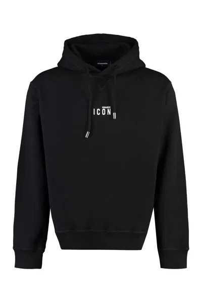 Dsquared2 Cotton Hoodie In Black