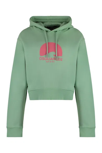 Dsquared2 Cotton Hoodie In Green