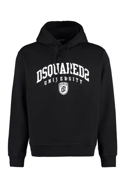 Dsquared2 Cotton Hoodie In Black