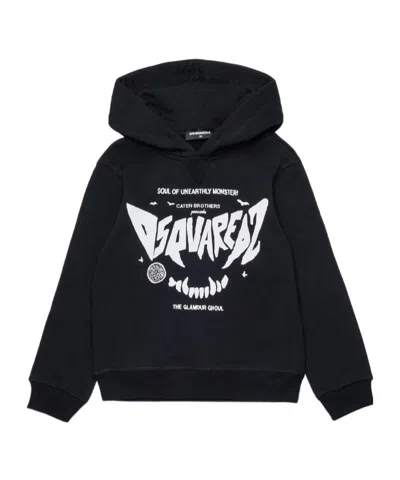 Dsquared2 Kids' Cotton Hoodie In Black