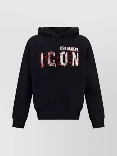 DSQUARED2 COTTON HOODIE GRAPHIC PRINT