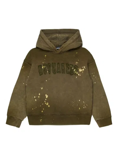 Dsquared2 Kids' Cotton Hoodie In Green