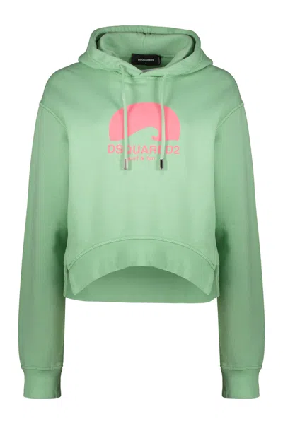 Dsquared2 Cotton Hoodie In Green