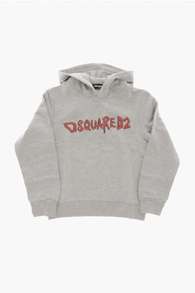 Dsquared2 Cotton Hoodie Relax With Print In Gray