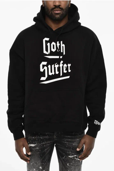 Dsquared2 Cotton Hoodie With Gothic Print