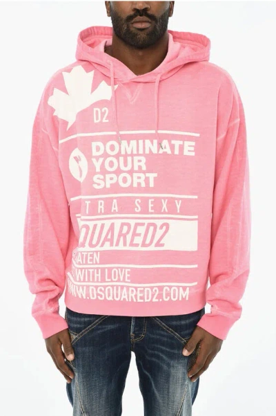 Dsquared2 Cotton Hoodie With Logo In Pink