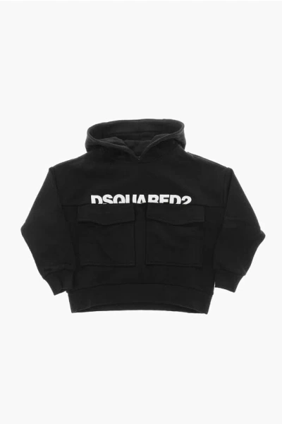 Dsquared2 Kids' Cotton Hoodie With Logo In Black