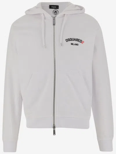 Dsquared2 Cotton Hoodie With Logo In White