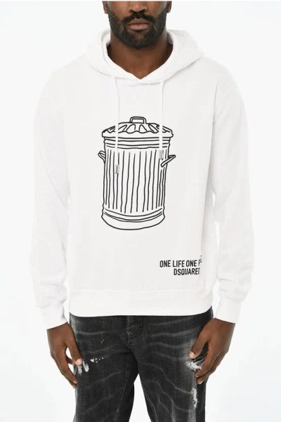 Dsquared2 Cotton Hoodie With Print In White