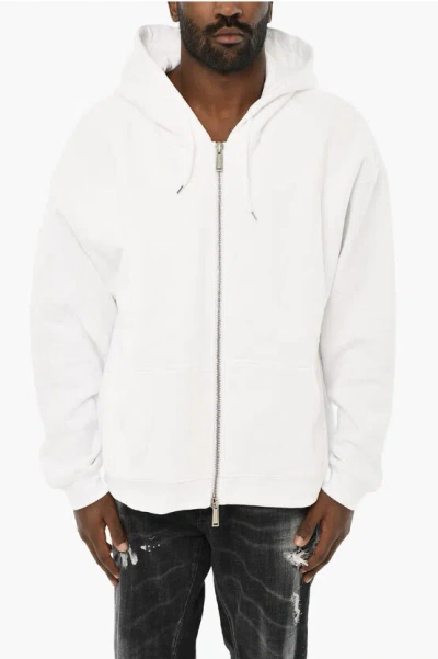 Dsquared2 Cotton Hoodie With Zip Closure In White