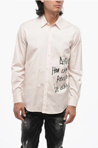 Dsquared2 Cotton How Can You Rock Shirt With Print In Pink