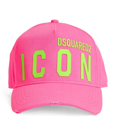 Dsquared2 Cotton Icon Baseball Cap In Pink