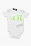Dsquared2 Cotton Icon Bodysuit With Neon Print In White