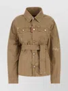Dsquared2 Cotton Jacket With Belted Waist And Chest Pockets