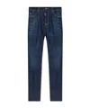 Dsquared2 Blue Jeans With Belt Loops And Logo Patch On The Rear In Denim Stretch Man In Blue