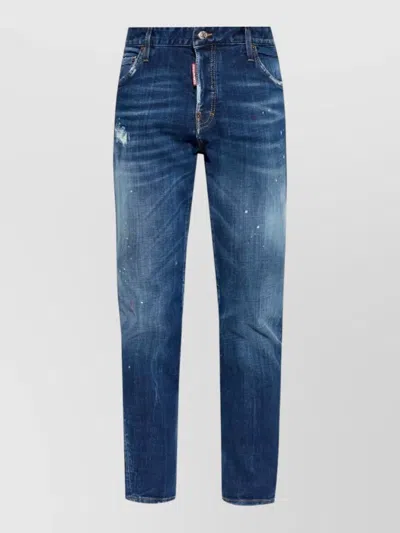 Dsquared2 Cotton Jeans Trousers Belt Loops Distressed In Blue
