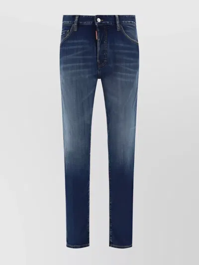 Dsquared2 Cotton Jeans With Back Patch Pockets In Blue