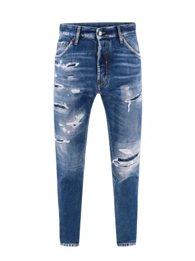 DSQUARED2 COTTON JEANS WITH RIPPED EFFECT