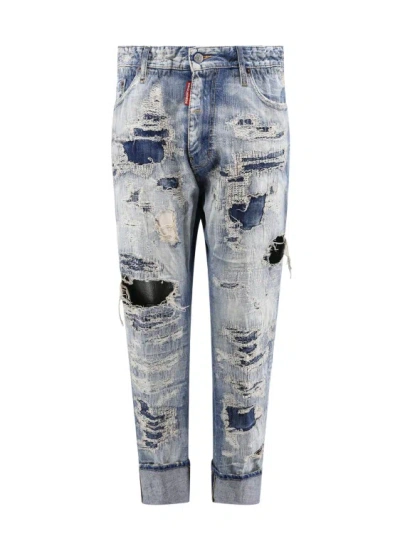 DSQUARED2 COTTON JEANS WITH RIPPED EFFECT