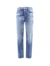 Dsquared2 Cotton Jeans With Suede Logo Patch In Blue