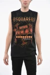 Dsquared2 Cotton Jersey Viva Vegas Tank Top Embellished With Rhineston In Black